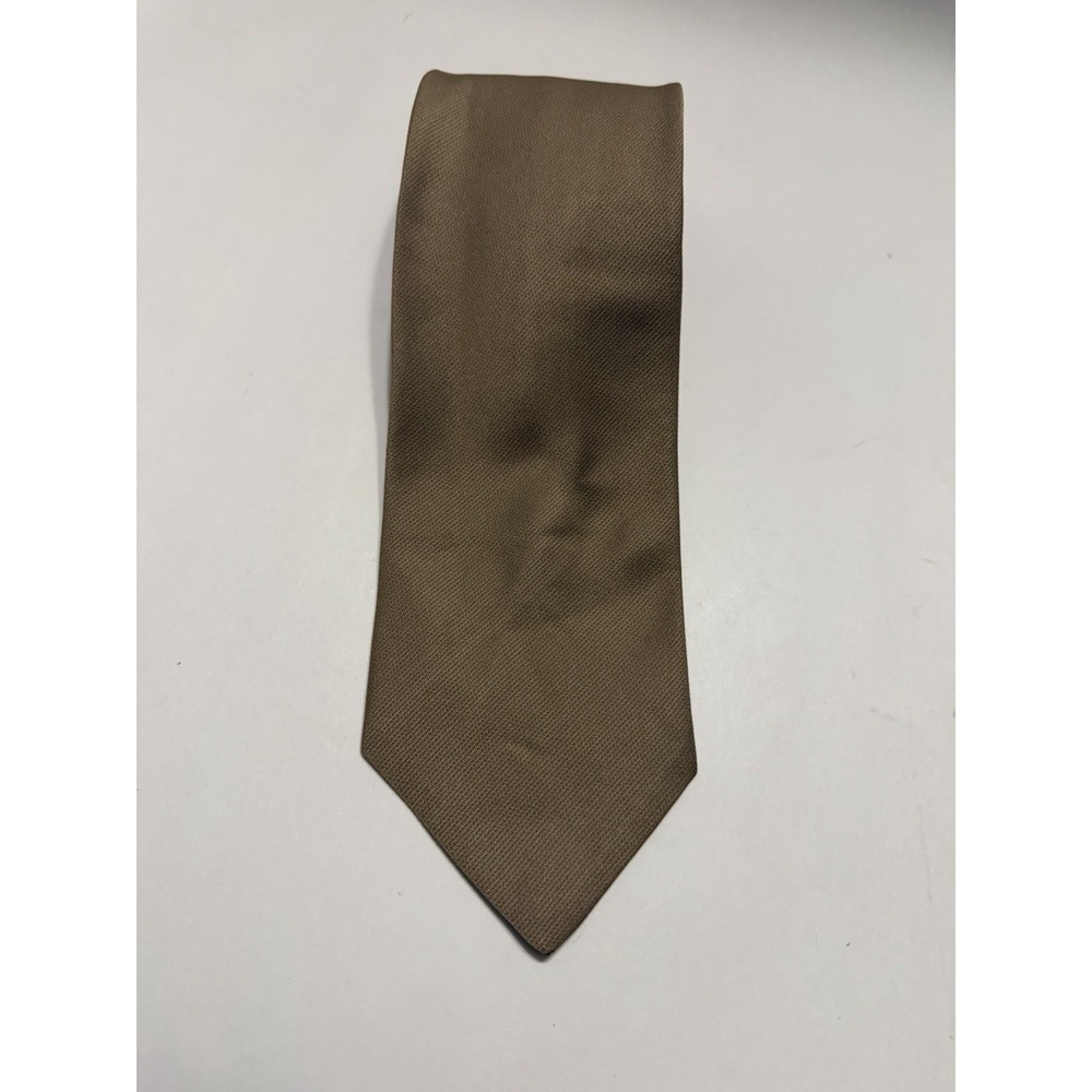 Hickok Vintage Mens Tie Made in USA Olive Tan Taupe Twill Textured Necktie